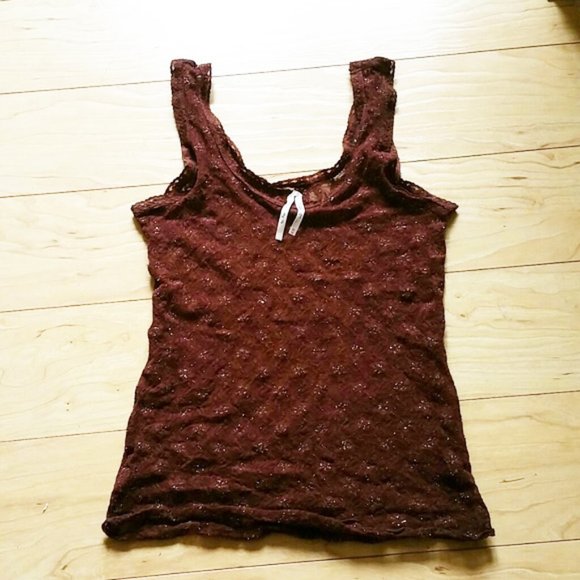 Free people XS tank top sheer brown sparkly - Picture 1 of 3